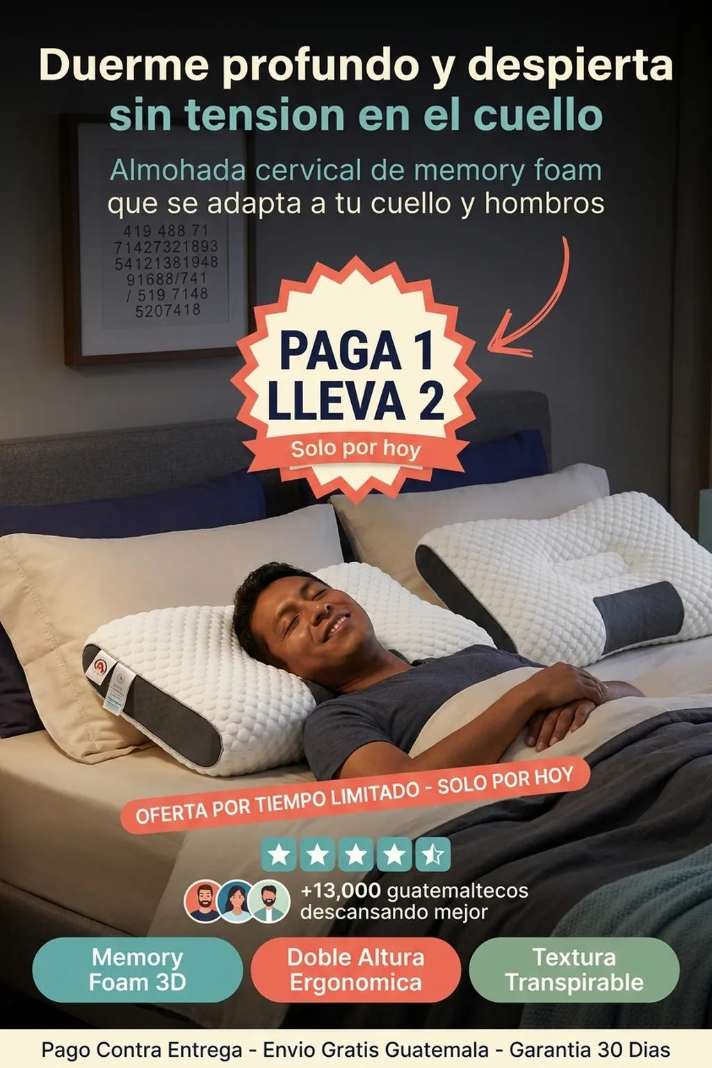 Almohada Cervical Memory Foam – Paga 1 Lleva 2 · Oferta Limitada