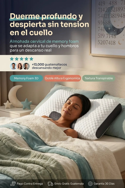Almohada Ergonómica de Memory Foam · Duerme y Despierta Descansado