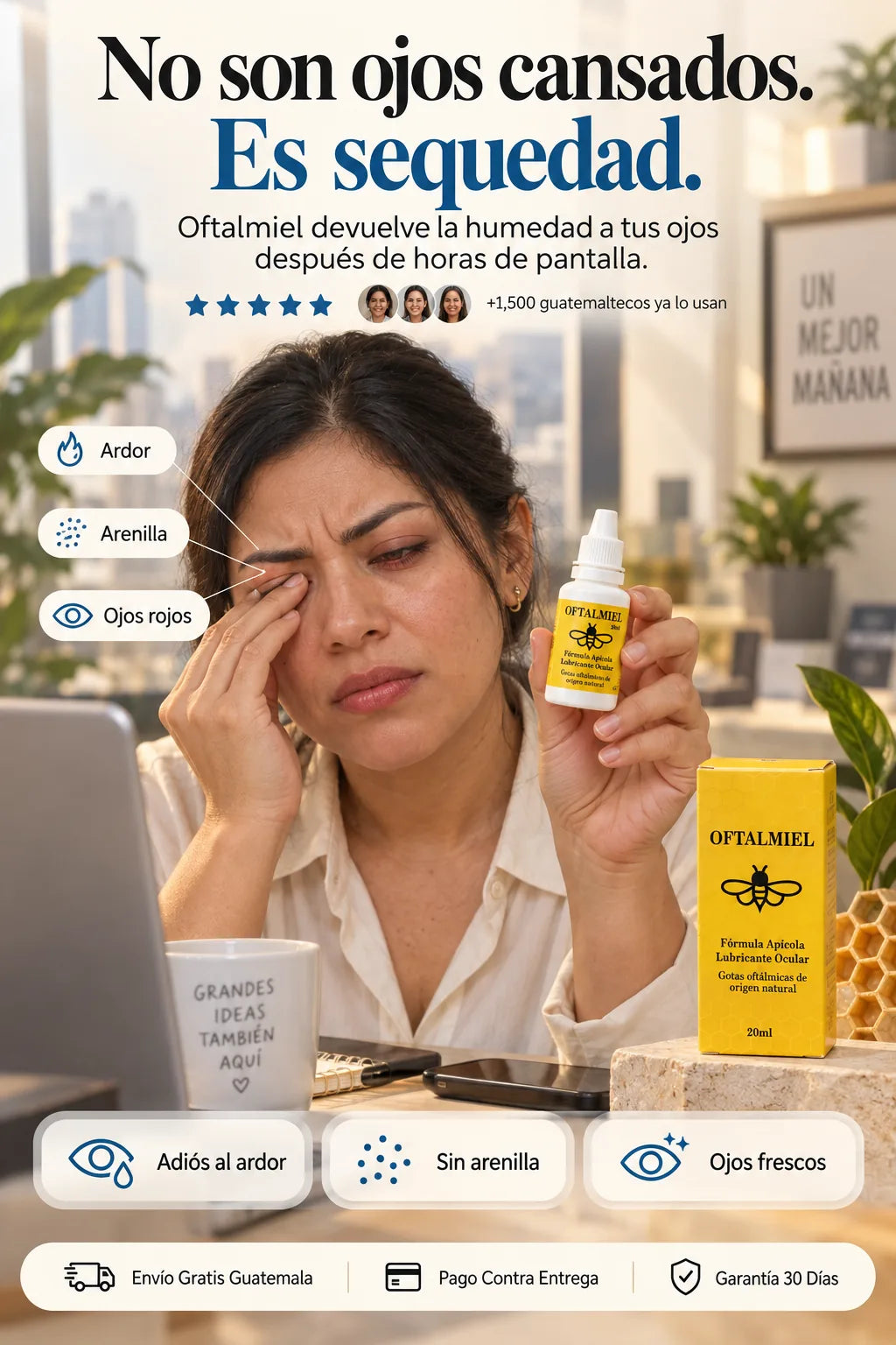 Oftalmiel gotas lubricantes de fórmula apícola para ojos secos de pantalla